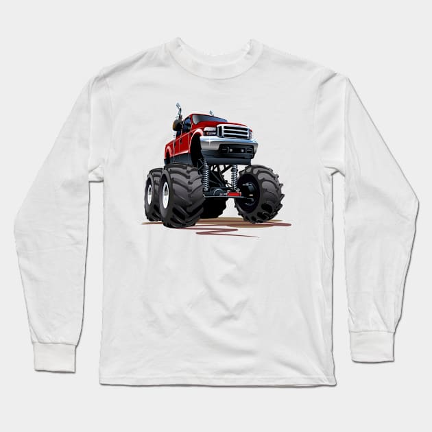 cartoon monster truck Long Sleeve T-Shirt by Mechanik